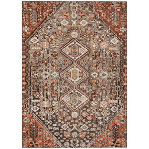 HomeRoots 5' Brown and Ivory Aztec Indoor-Outdoor Area Rug - Durable, Washable, Stylish for High-Traffic Spaces 622139