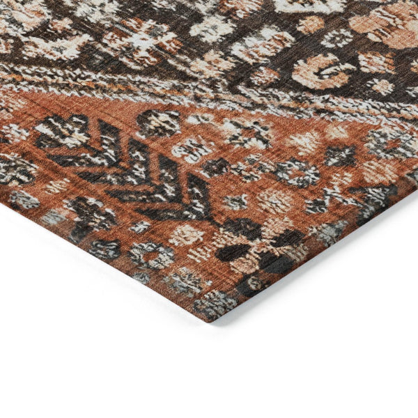 HomeRoots 5' Brown and Ivory Aztec Indoor-Outdoor Area Rug - Durable, Washable, Stylish for High-Traffic Spaces 622139