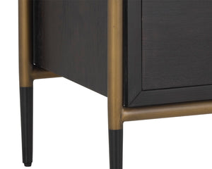 Sunpan Weldrick Nightstand - Elegant Acacia Wood Design with Soft Closing Drawers and Stylish Metal Accents Espresso