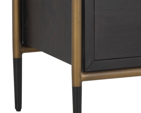 Sunpan Weldrick Nightstand - Elegant Acacia Wood Design with Soft Closing Drawers and Stylish Metal Accents Espresso