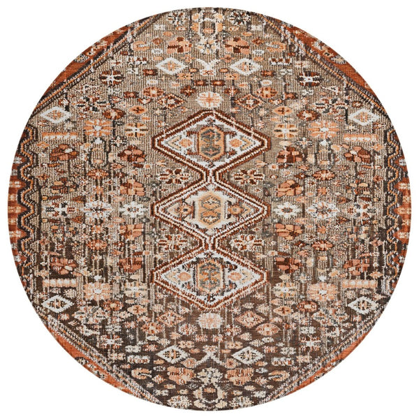 HomeRoots 8' Brown and Ivory Aztec Indoor/Outdoor Area Rug - Durable, Washable, and Stylish for High-Traffic Spaces 622140