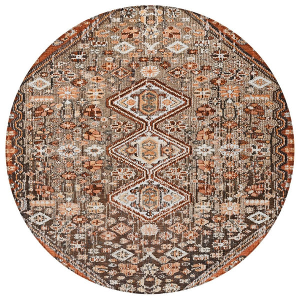 HomeRoots 8' Brown and Ivory Aztec Indoor/Outdoor Area Rug - Durable, Washable, and Stylish for High-Traffic Spaces 622140