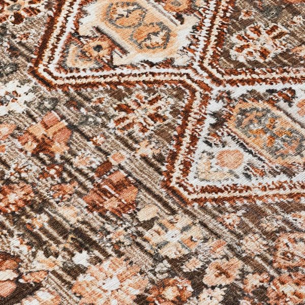 HomeRoots 8' Brown and Ivory Aztec Indoor/Outdoor Area Rug - Durable, Washable, and Stylish for High-Traffic Spaces 622140