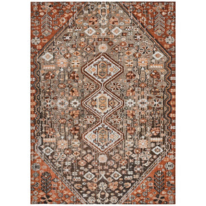 HomeRoots 8' X 10' Brown and Ivory Aztec Area Rug - Durable, Washable, Indoor/Outdoor Stain-Resistant Design 622141