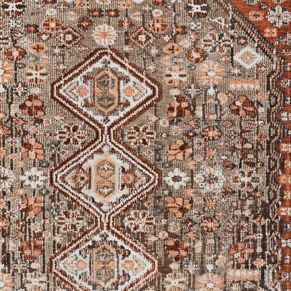 HomeRoots 8' X 10' Brown and Ivory Aztec Area Rug - Durable, Washable, Indoor/Outdoor Stain-Resistant Design 622141