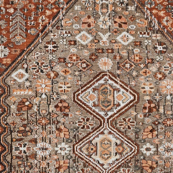 HomeRoots 9' X 12' Brown And Ivory Aztec Indoor Outdoor Rug - Durable, Washable, Stain-Resistant, Versatile Decor 622142