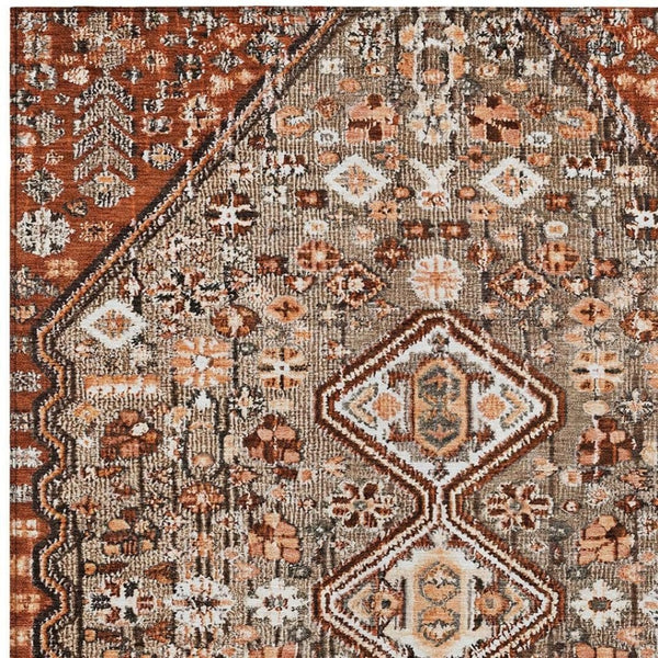 HomeRoots 10' X 14' Brown Aztec Washable Area Rug – Durable Indoor/Outdoor Design, Stain-Resistant & Stylish 622143