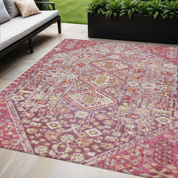 HomeRoots 5' X 8' Aztec Area Rug - Durable Brown & Wheat Design, Machine Washable for Indoor/Outdoor Use 622145