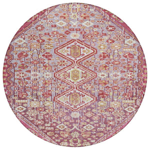 HomeRoots 8' Round Aztec Indoor Outdoor Area Rug in Brown & Wheat - Durable, Washable, Stylish & Versatile 622146