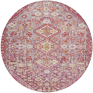 HomeRoots 8' Round Aztec Indoor Outdoor Area Rug in Brown & Wheat - Durable, Washable, Stylish & Versatile 622146