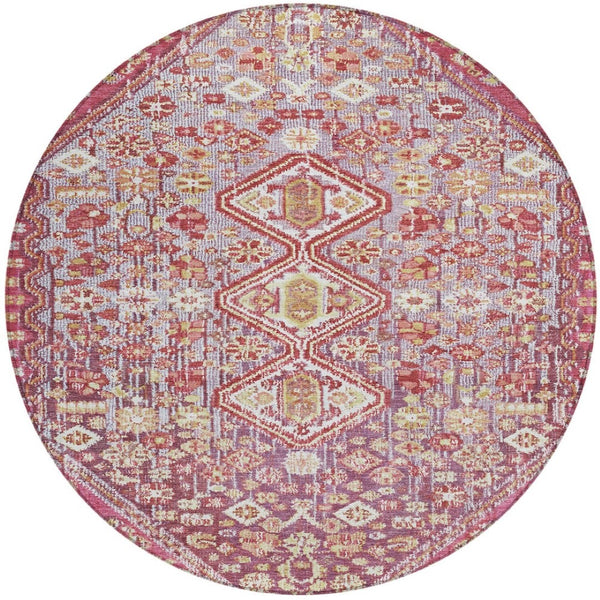 HomeRoots 8' Round Aztec Indoor Outdoor Area Rug in Brown & Wheat - Durable, Washable, Stylish & Versatile 622146
