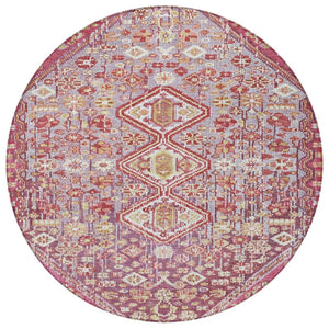 HomeRoots 8' Round Aztec Indoor Outdoor Area Rug in Brown & Wheat - Durable, Washable, Stylish & Versatile 622146