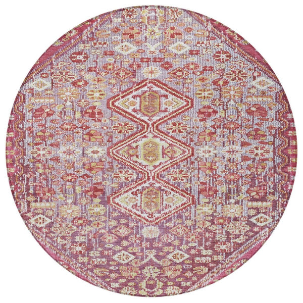 HomeRoots 8' Round Aztec Indoor Outdoor Area Rug in Brown & Wheat - Durable, Washable, Stylish & Versatile 622146