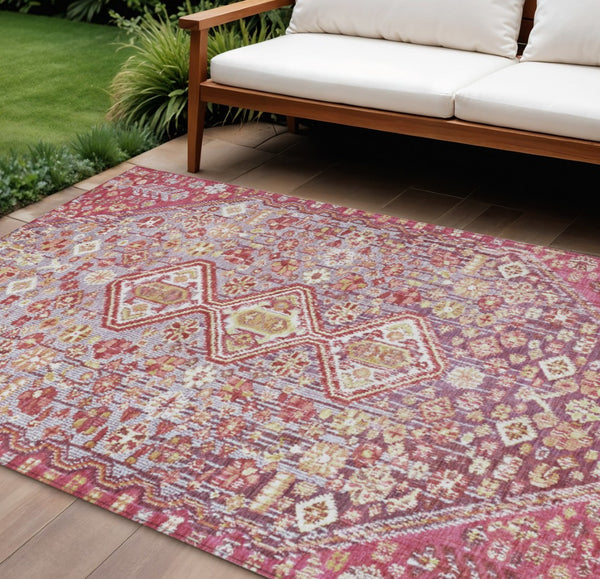 HomeRoots 9' X 12' Aztec Area Rug in Brown and Wheat - Durable, Washable, Indoor/Outdoor Design for Versatile Spaces 622148