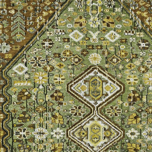 HomeRoots 5' Olive Green & Brown Aztec Area Rug - Stylish, Washable Indoor/Outdoor Carpet for All Spaces! 622151