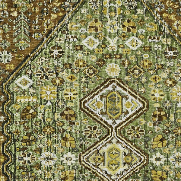 HomeRoots 5' Olive Green & Brown Aztec Area Rug - Stylish, Washable Indoor/Outdoor Carpet for All Spaces! 622151