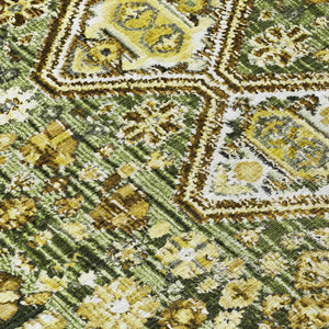 HomeRoots 8' Round Aztec Indoor Outdoor Area Rug in Olive Green & Brown - Stylish, Washable & Durable Design! 622152