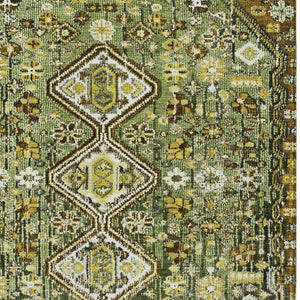 HomeRoots 8' X 10' Aztec Washable Area Rug in Olive Green & Brown - Durable Indoor/Outdoor Style for Any Space 622153