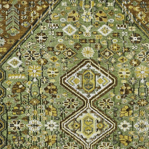 HomeRoots 9' X 12' Olive Green & Brown Aztec Washable Rug - Stylish, Durable & Versatile for Indoor/Outdoor Use 622154