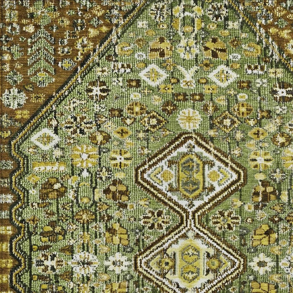 HomeRoots 10' Olive Green & Brown Aztec Washable Rug - Durable Indoor/Outdoor Area Rug for Stylish Spaces 622155
