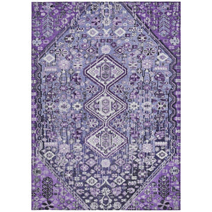 HomeRoots 5' Purple and Ivory Aztec Area Rug - Durable, Washable, Stylish for Indoor & Outdoor Spaces! 622157