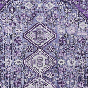 HomeRoots 5' Purple and Ivory Aztec Area Rug - Durable, Washable, Stylish for Indoor & Outdoor Spaces! 622157