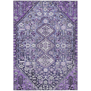 HomeRoots 5' Purple and Ivory Aztec Area Rug - Durable, Washable, Stylish for Indoor & Outdoor Spaces! 622157