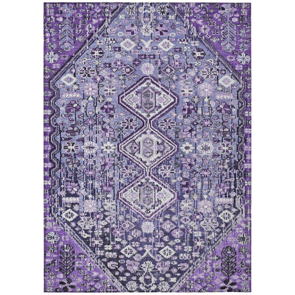 HomeRoots 5' Purple and Ivory Aztec Area Rug - Durable, Washable, Stylish for Indoor & Outdoor Spaces! 622157