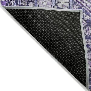 HomeRoots 8' Round Aztec Area Rug in Purple & Ivory - Durable, Washable, Ideal for Indoor & Outdoor Spaces 622158