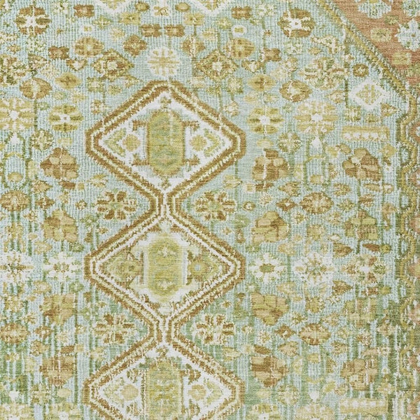 HomeRoots 5' X 8' Sage Aztec Indoor Outdoor Area Rug - Durable, Washable, Stylish for High-Traffic Spaces 622163