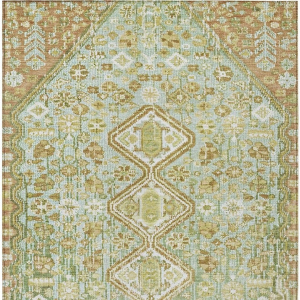 HomeRoots 5' X 8' Sage Aztec Indoor Outdoor Area Rug - Durable, Washable, Stylish for High-Traffic Spaces 622163