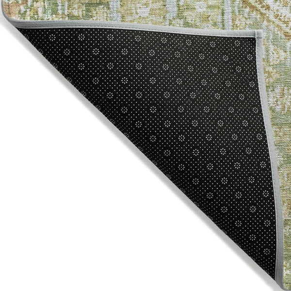 HomeRoots 8' Round Aztec Area Rug in Sage & Ivory - Washable, Durable, Perfect for Indoor & Outdoor Spaces! 622164