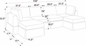 English Elm 6-Piece Upholstered Sectional Sofa - Versatile Modular Design For Cozy Family Spaces & Easy Maintenance B343S00017