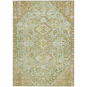 HomeRoots 9' X 12' Sage And Ivory Aztec Area Rug - Durable, Washable Design for Indoor & Outdoor Spaces 622166