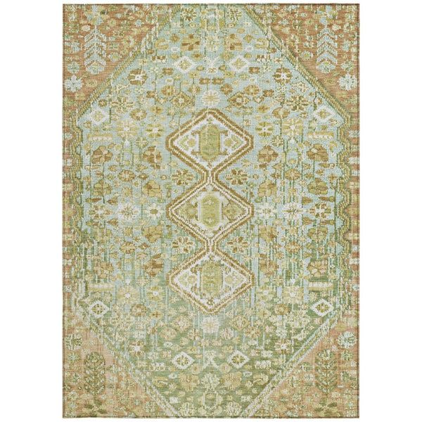 HomeRoots 9' X 12' Sage And Ivory Aztec Area Rug - Durable, Washable Design for Indoor & Outdoor Spaces 622166