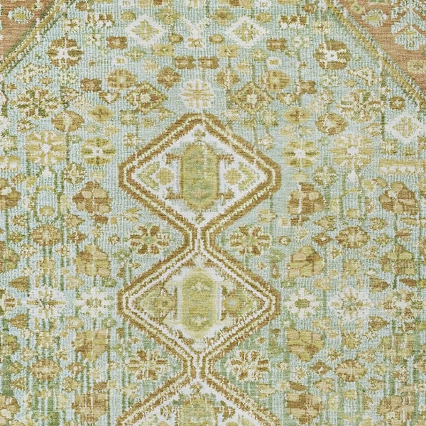 HomeRoots 9' X 12' Sage And Ivory Aztec Area Rug - Durable, Washable Design for Indoor & Outdoor Spaces 622166