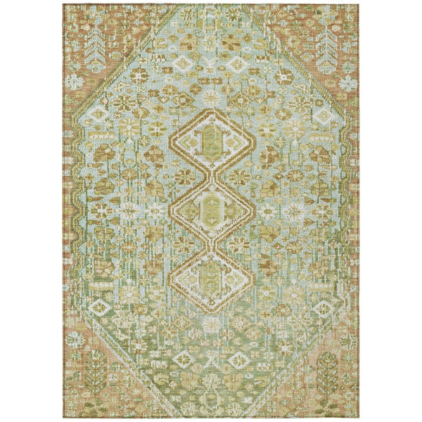 HomeRoots 9' X 12' Sage And Ivory Aztec Area Rug - Durable, Washable Design for Indoor & Outdoor Spaces 622166