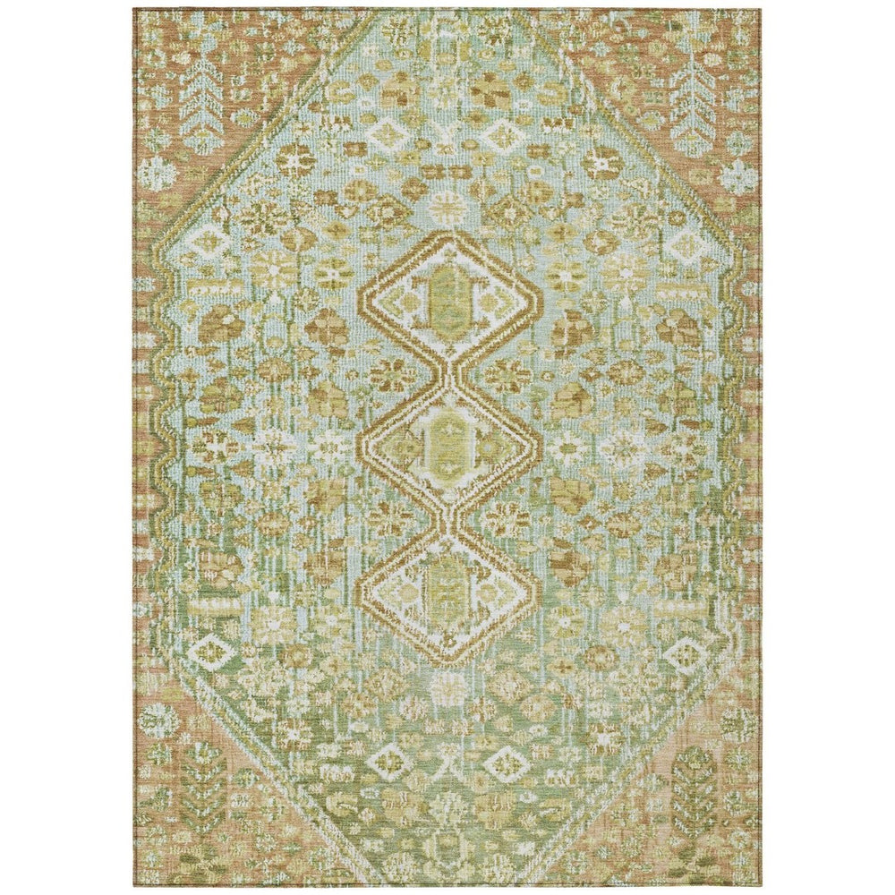 HomeRoots 10' X 14' Sage And Ivory Aztec Indoor Outdoor Area Rug - Durable, Washable & Perfect for High-Traffic Spaces 622167