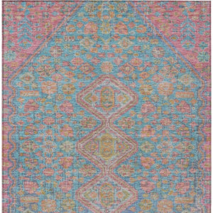 HomeRoots 5' X 8' Sky Blue & Blush Aztec Rug – Washable, Stain-Resistant Indoor/Outdoor Accent for Any Space 622169