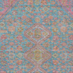 HomeRoots 8' X 10' Sky Blue & Blush Aztec Washable Area Rug – Durable, Stylish, Indoor/Outdoor Essential for Home 622171