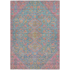 HomeRoots 10' Sky Blue & Blush Aztec Area Rug – Durable, Washable, Indoor/Outdoor Style for High-Traffic Spaces! 622173