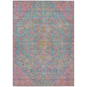 HomeRoots 10' Sky Blue & Blush Aztec Area Rug – Durable, Washable, Indoor/Outdoor Style for High-Traffic Spaces! 622173