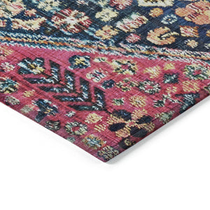 HomeRoots 9' X 12' Teal Blue & Merlot Aztec Washable Rug - Durable Indoor/Outdoor Design for Any Space! 622178