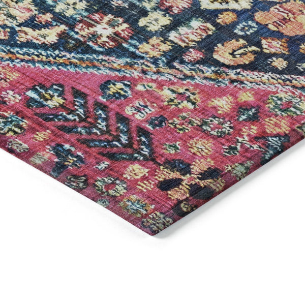 HomeRoots 9' X 12' Teal Blue & Merlot Aztec Washable Rug - Durable Indoor/Outdoor Design for Any Space! 622178