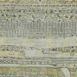 HomeRoots 5' X 8' Beige & Mint Green Striped Washable Area Rug - Durable, Stylish for Indoor & Outdoor Use! 622181