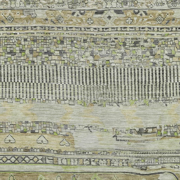 HomeRoots 9' Beige and Mint Green Striped Indoor Outdoor Area Rug - Durable, Washable, Coastal Style for Any Space 622184
