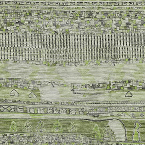 HomeRoots 5' Olive Green and Gray Striped Indoor-Outdoor Area Rug – Washable, Durable, Stylish for Any Space 622199