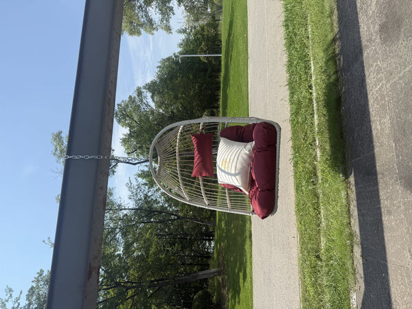 English Elm Outdoor Cozy Red Rattan Egg Swing Chair - Durable, Lightweight, And Perfect For Relaxation Anywhere! W2500P364247