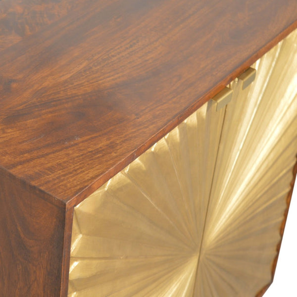 English Elm Solid Mango Wood Cabinet with Brass Plated Doors and Nordic Feet for Living Rooms B182P284339
