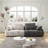 English Elm 86.6″ Large Size Two Seat Sofa,Modern Upholstered,Beige Paired With Grey Suede Fabric